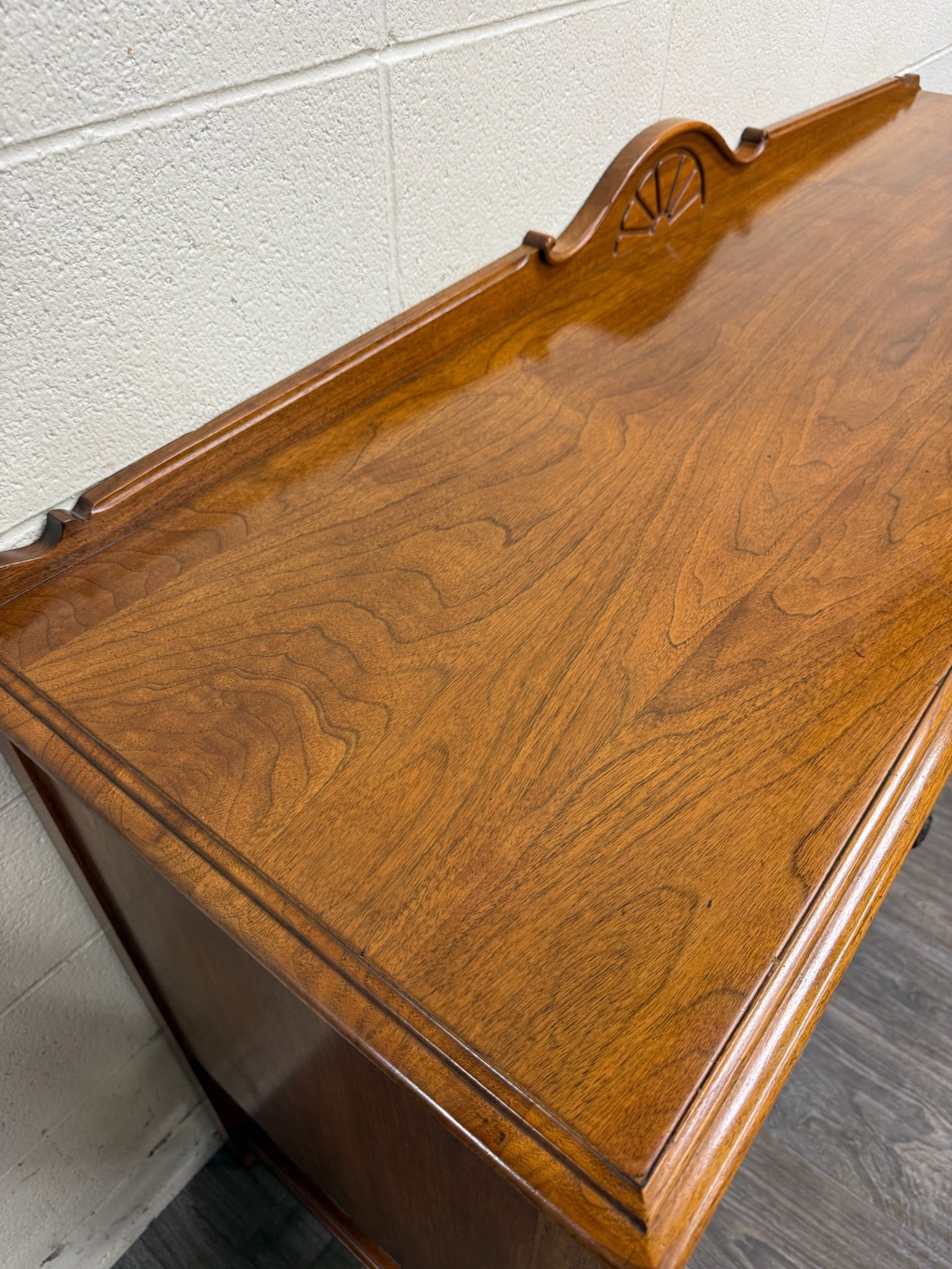 Vintage American Jacobean Tudor Revival Walnut Buffet Sideboard Server