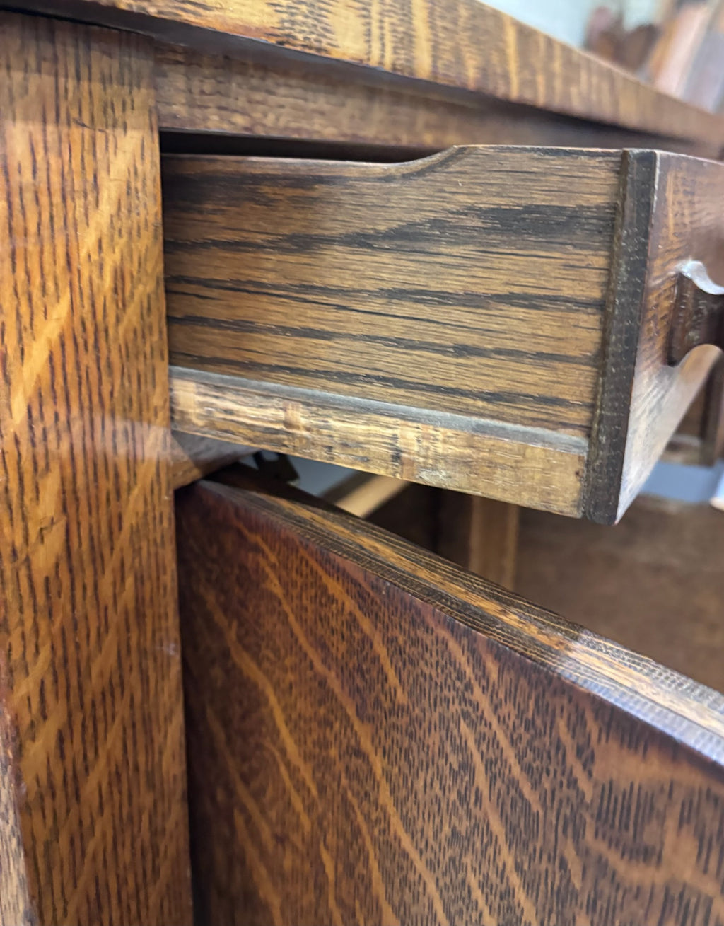 Antique American Mission Arts & Crafts Tiger Oak Sideboard Buffet Console