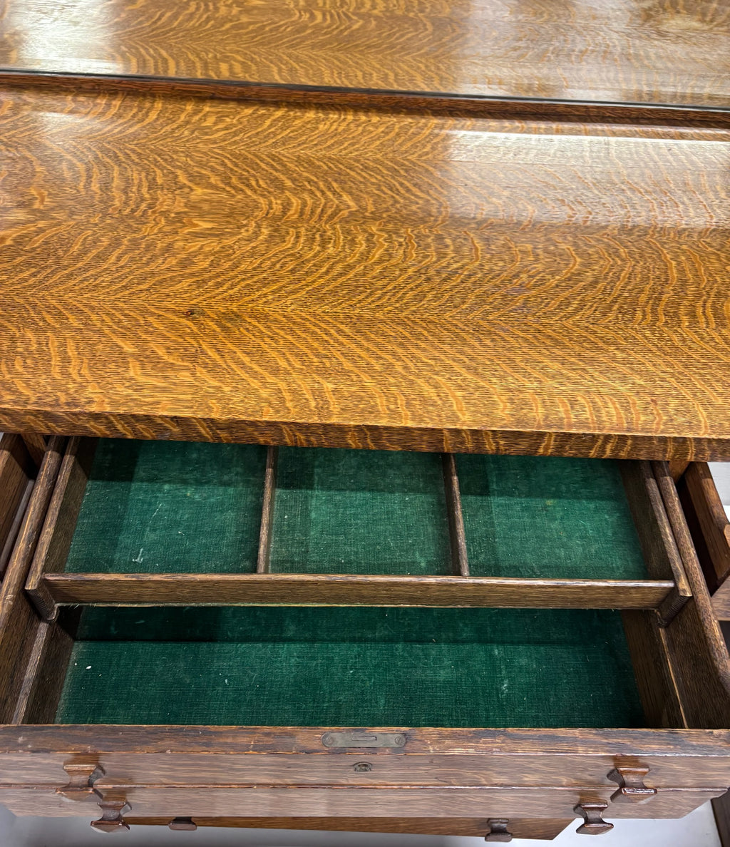 Antique American Mission Arts & Crafts Tiger Oak Sideboard Buffet Console