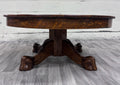 Antique Victorian 44” Round Quarter Sawn Tiger Oak Coffee Table Cocktail Table