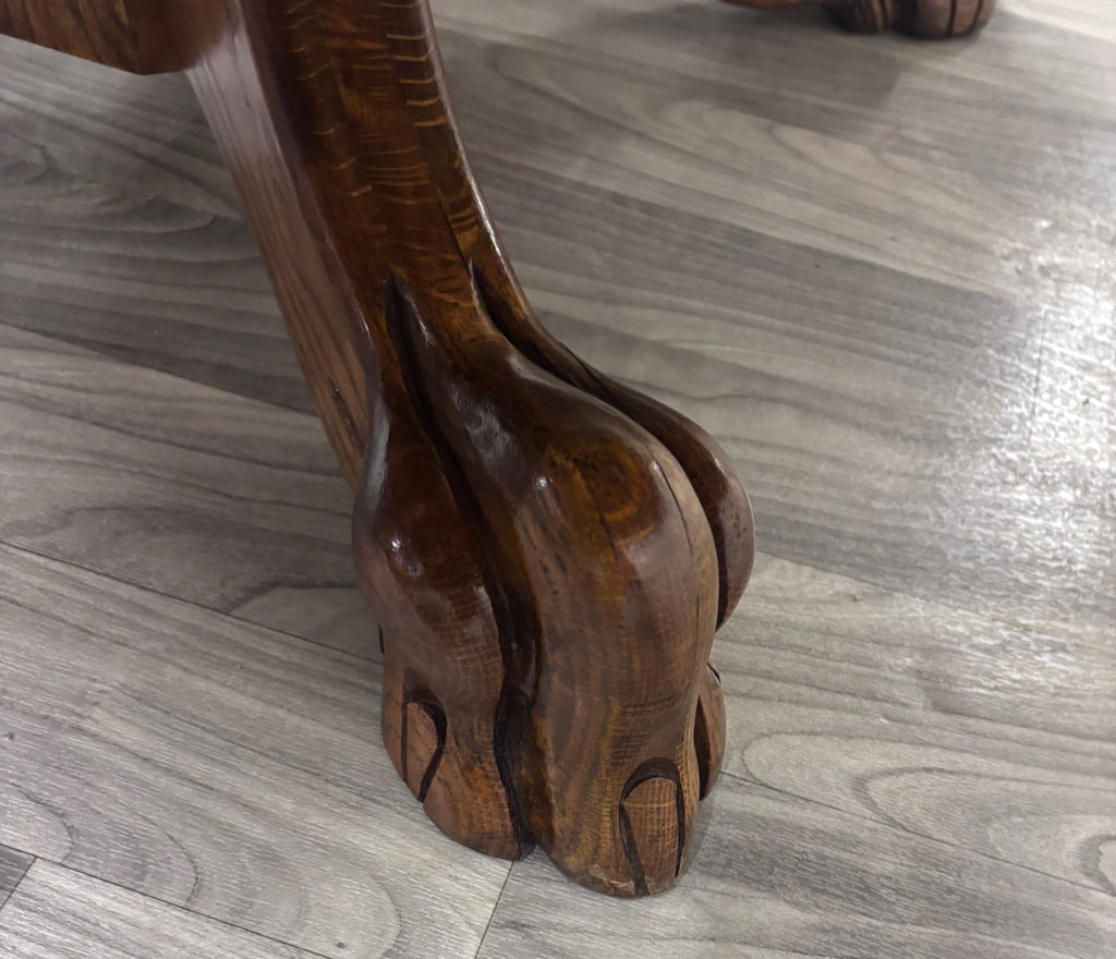 Antique Victorian 44” Round Quarter Sawn Tiger Oak Coffee Table Cocktail Table