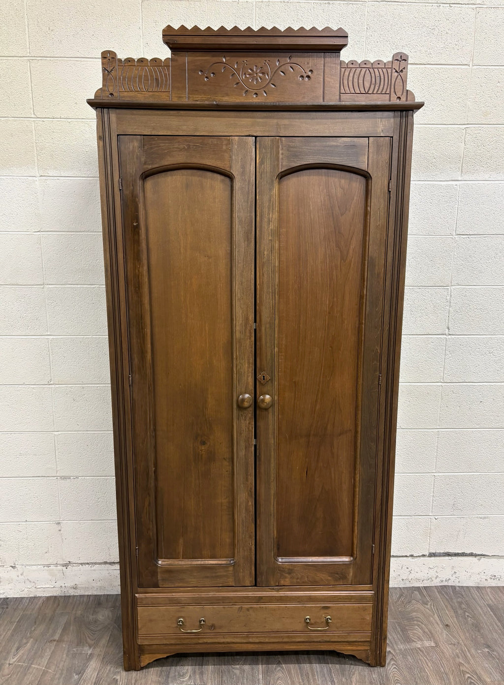 Antique Victorian Eastlake Aesthetic Movement Wardrobe Armoire Hall Cupboard