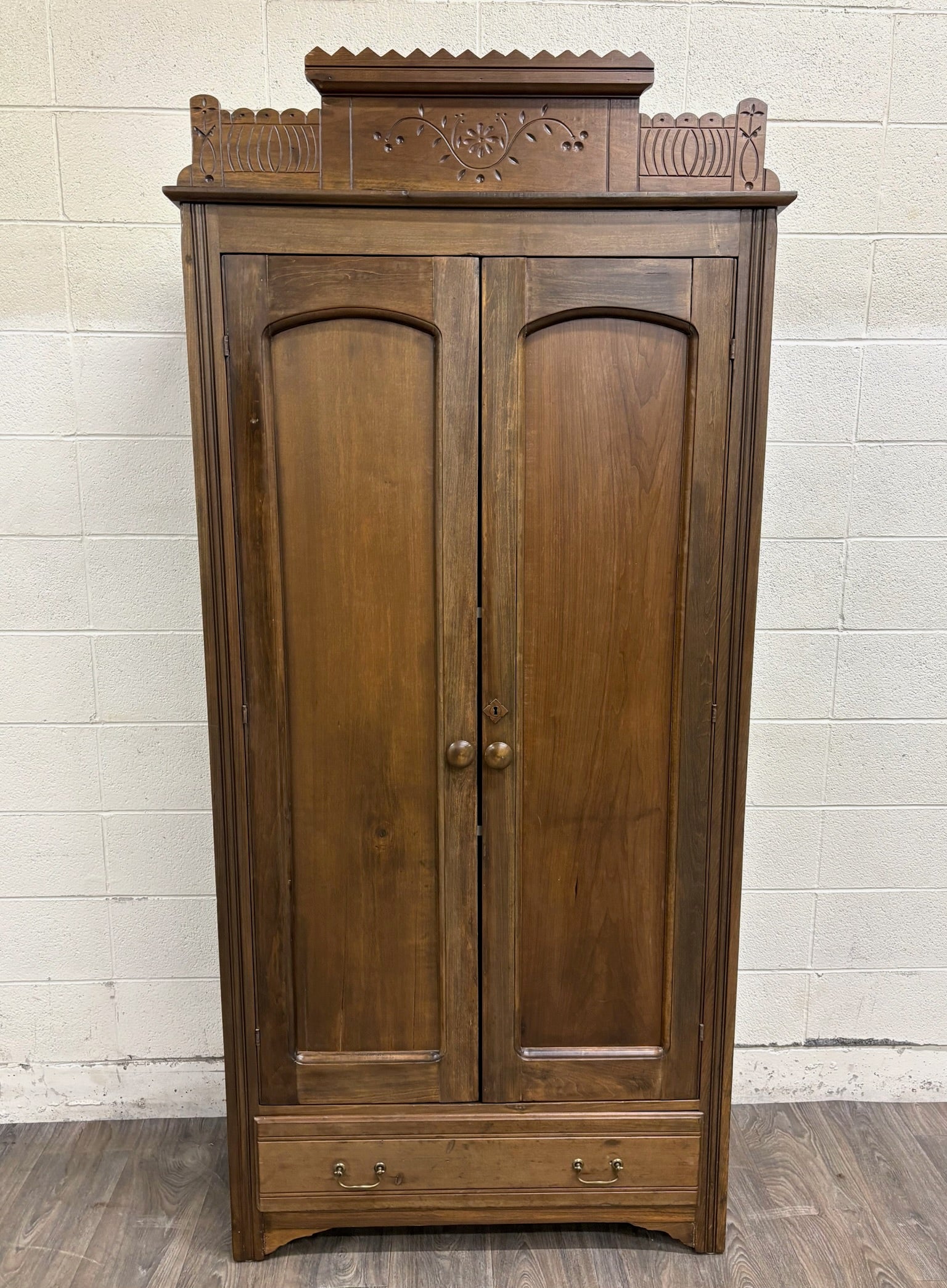 Antique Victorian Eastlake Aesthetic Movement Wardrobe Armoire Hall Cupboard