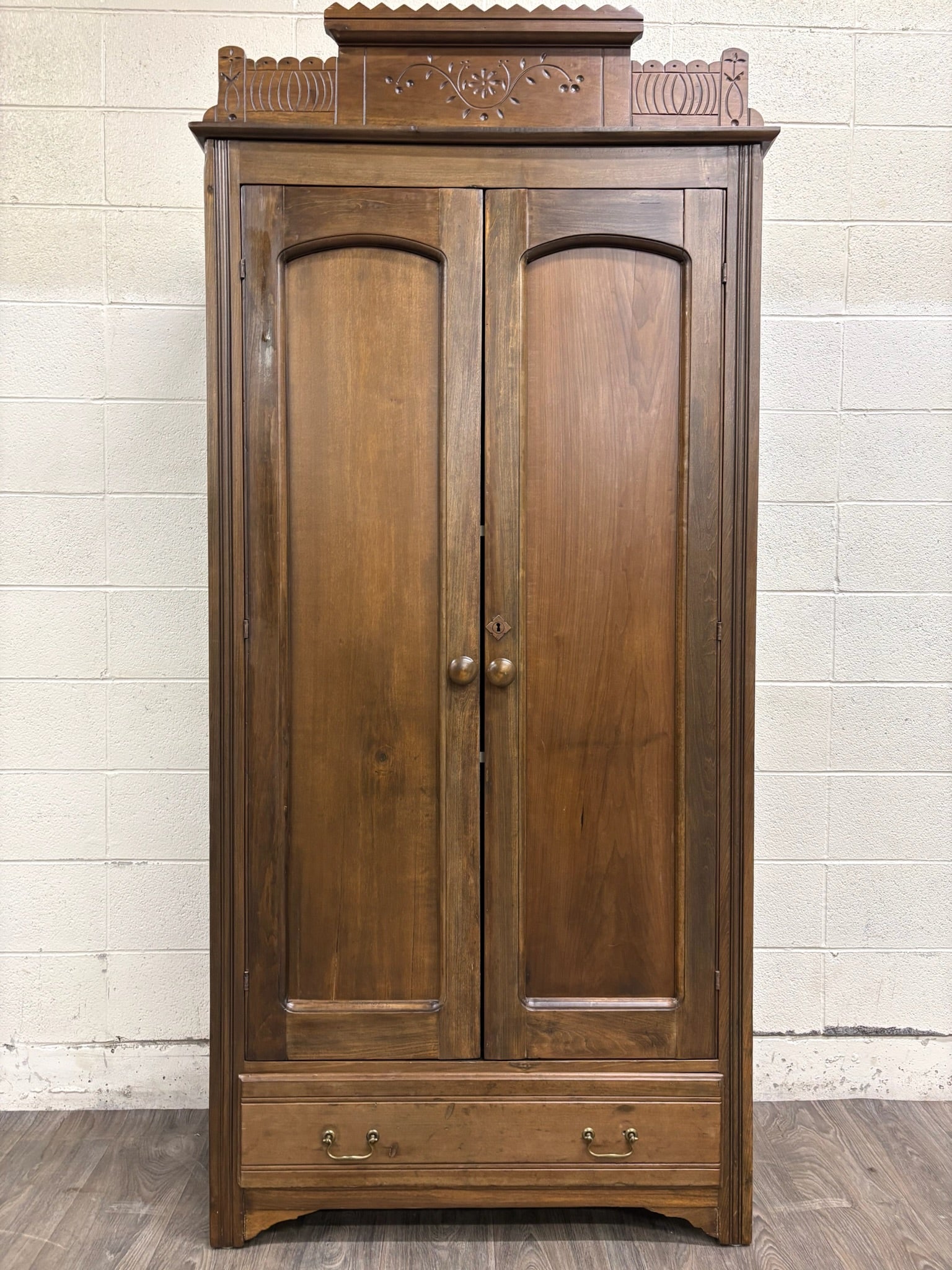 Antique Victorian Eastlake Aesthetic Movement Wardrobe Armoire Hall Cupboard