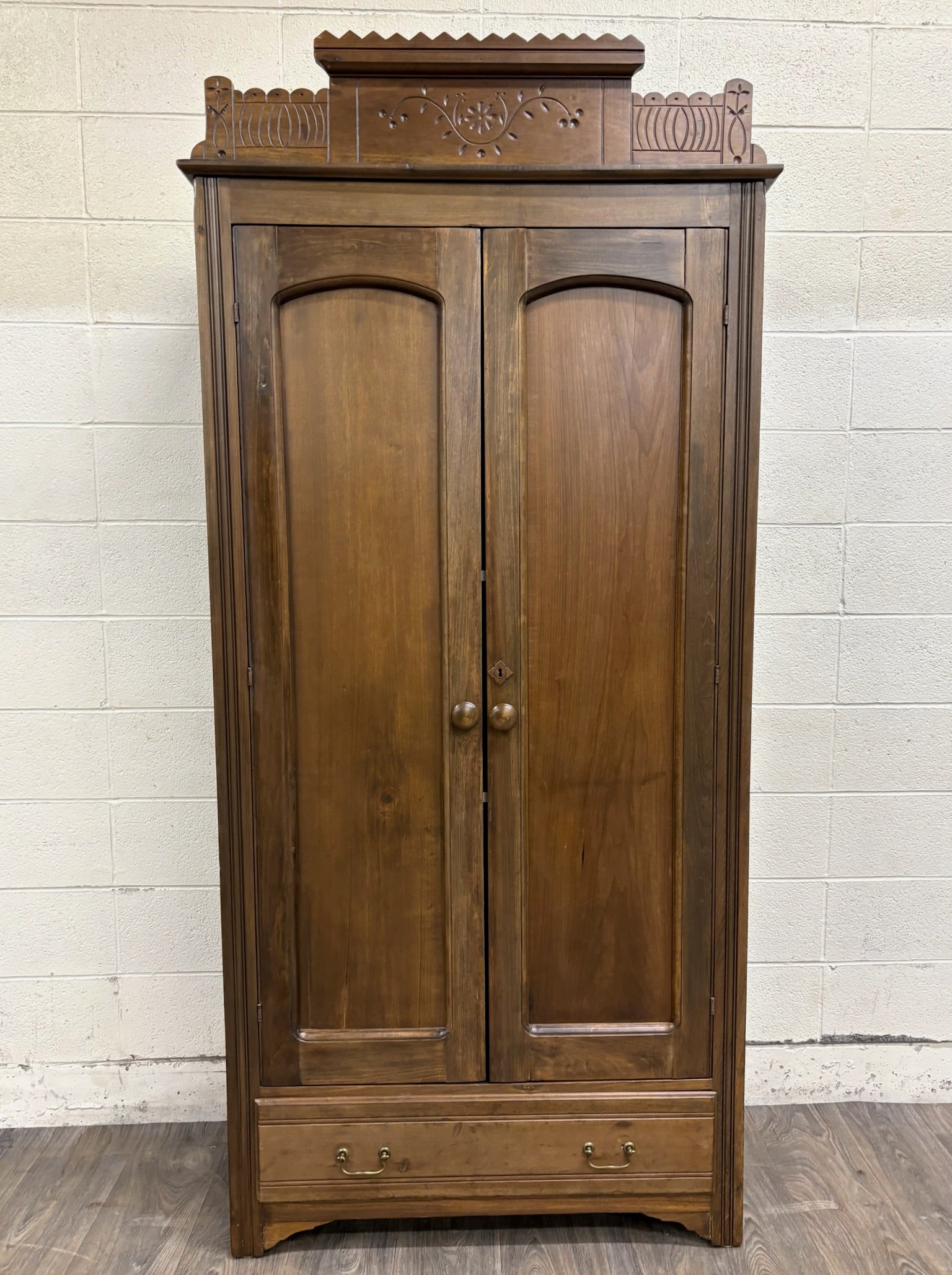 Antique Victorian Eastlake Aesthetic Movement Wardrobe Armoire Hall Cupboard
