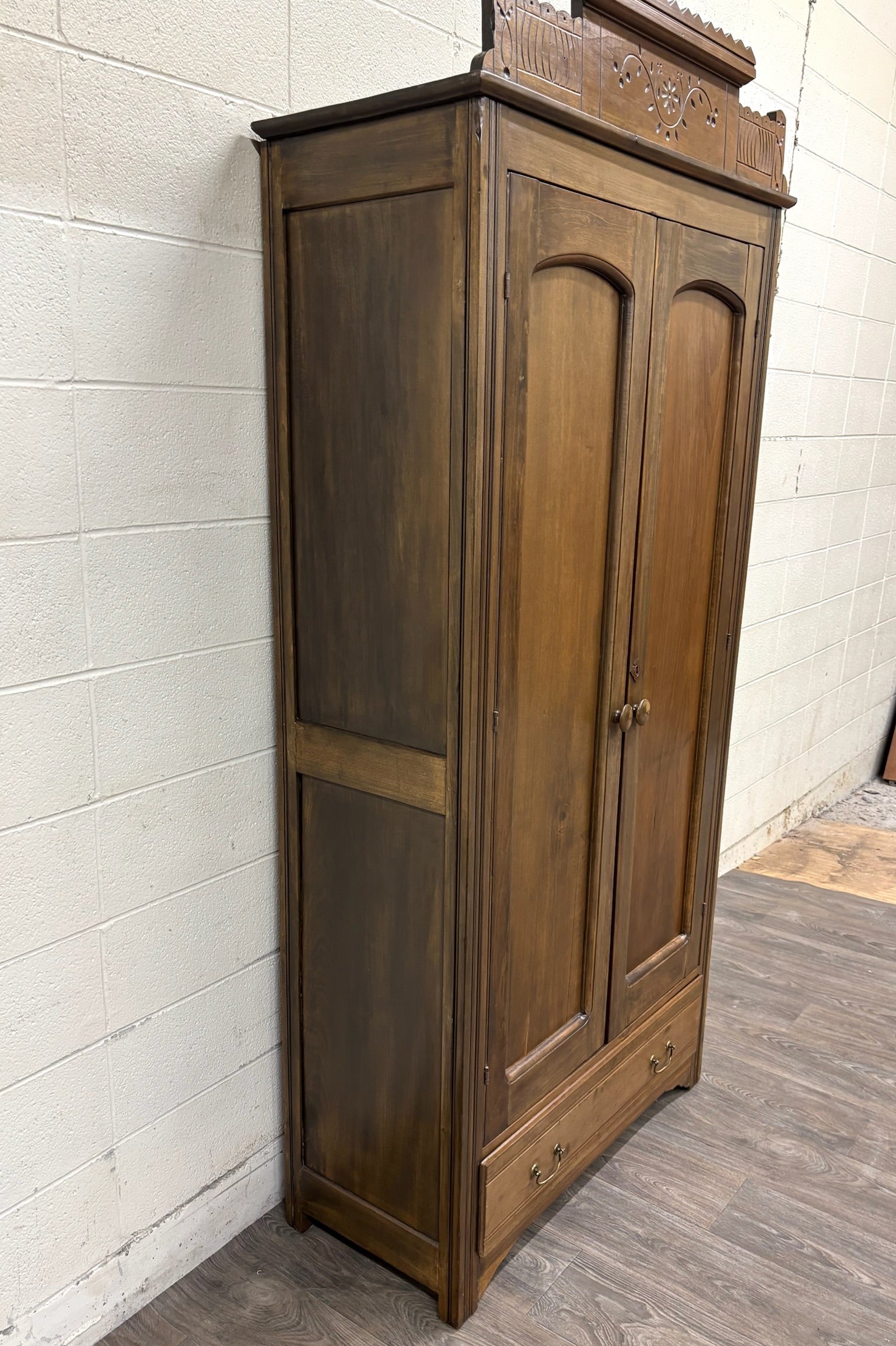 Antique Victorian Eastlake Aesthetic Movement Wardrobe Armoire Hall Cupboard