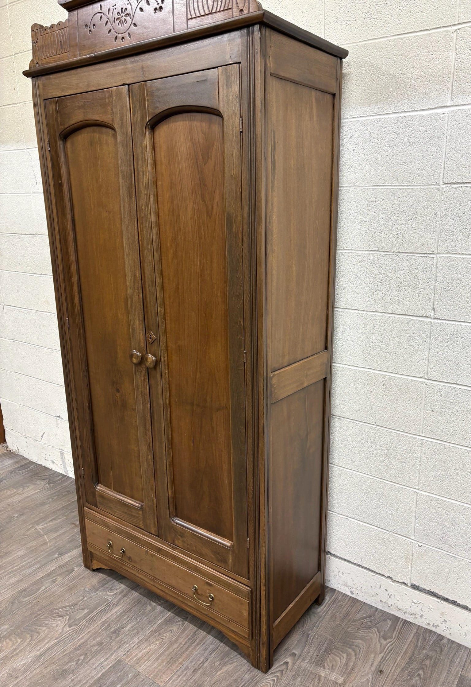 Antique Victorian Eastlake Aesthetic Movement Wardrobe Armoire Hall Cupboard
