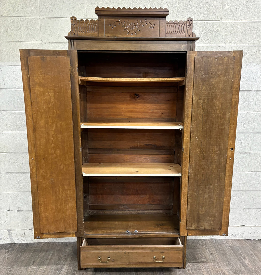 Antique Victorian Eastlake Aesthetic Movement Wardrobe Armoire Hall Cupboard