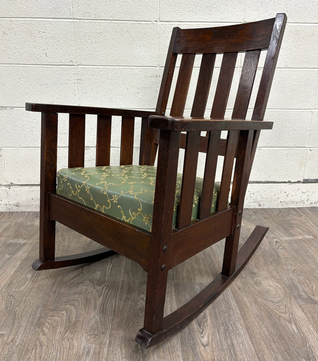 Antique American Arts & Crafts Mission Oak Rocking Chair