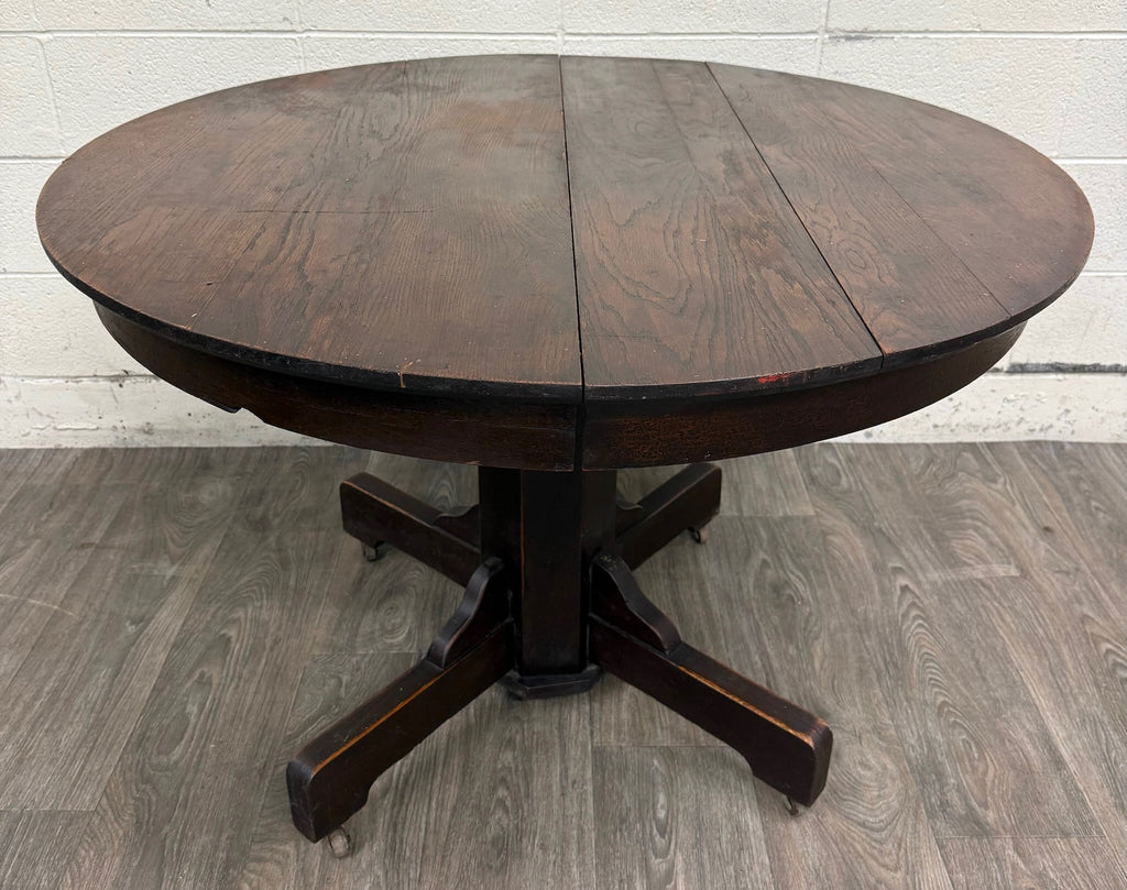 Antique Arts & Crafts Mission Quarter Sawn Oak Pedestal Dining Table