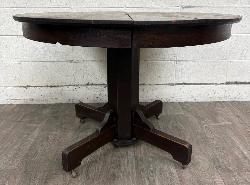 Antique Arts & Crafts Mission Quarter Sawn Oak Pedestal Dining Table