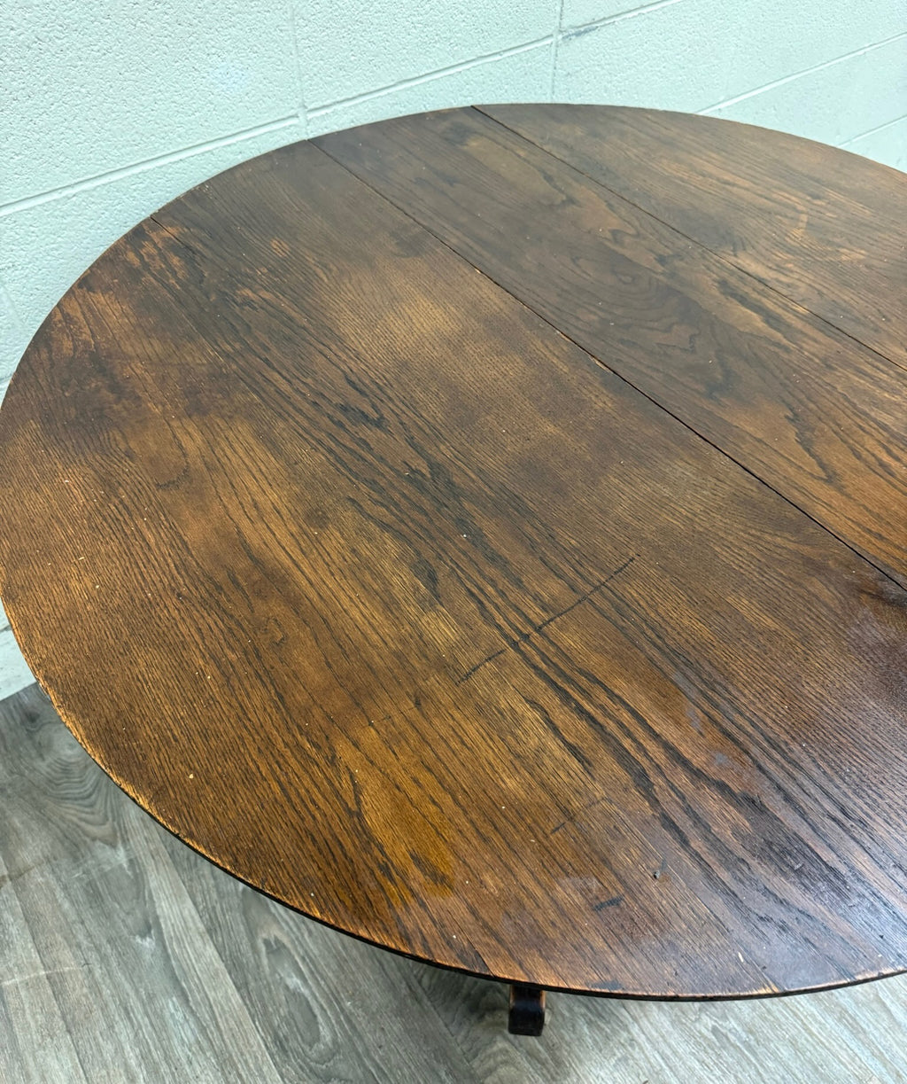 Antique Arts & Crafts Mission Quarter Sawn Oak Pedestal Dining Table