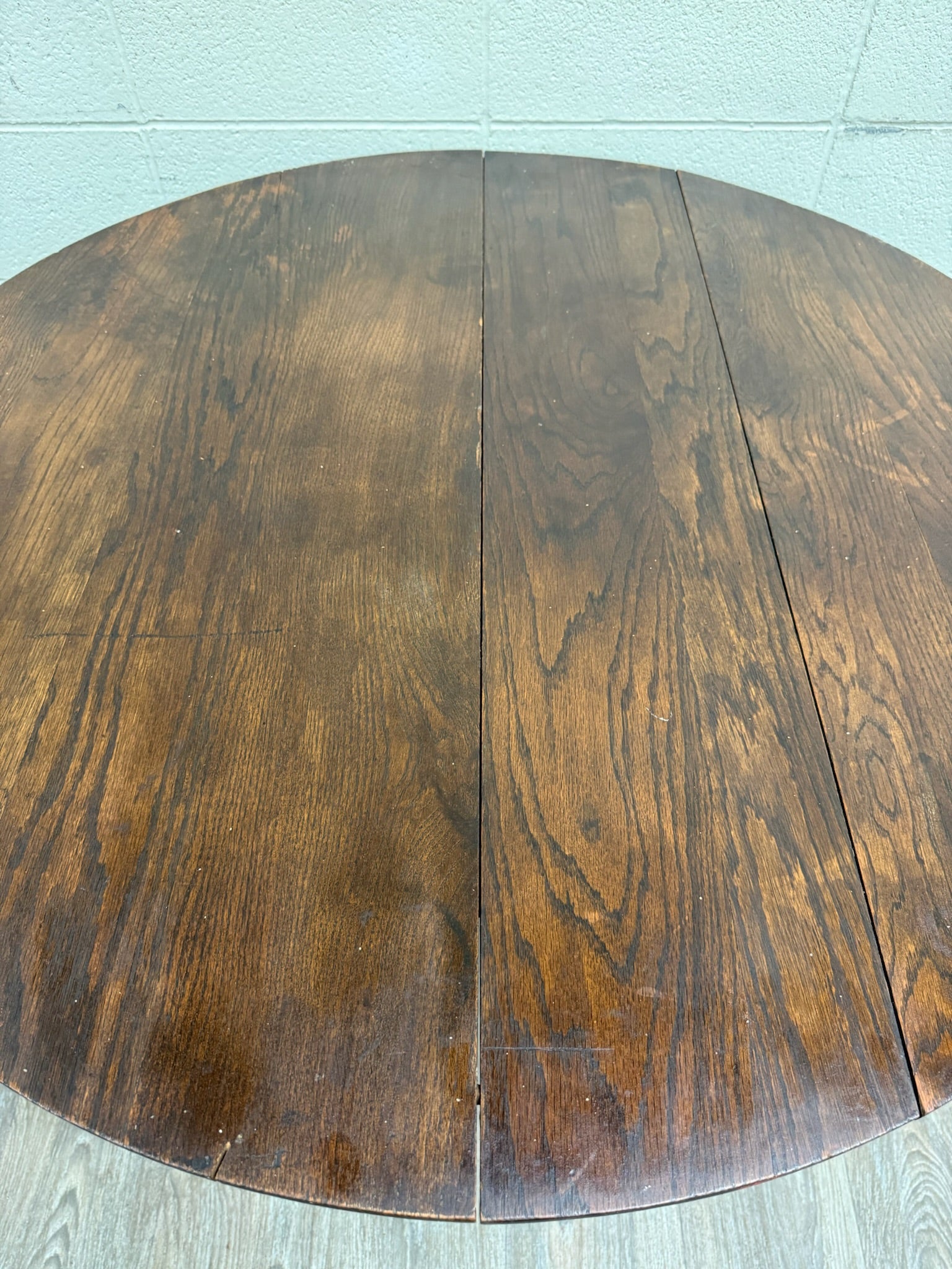 Antique Arts & Crafts Mission Quarter Sawn Oak Pedestal Dining Table