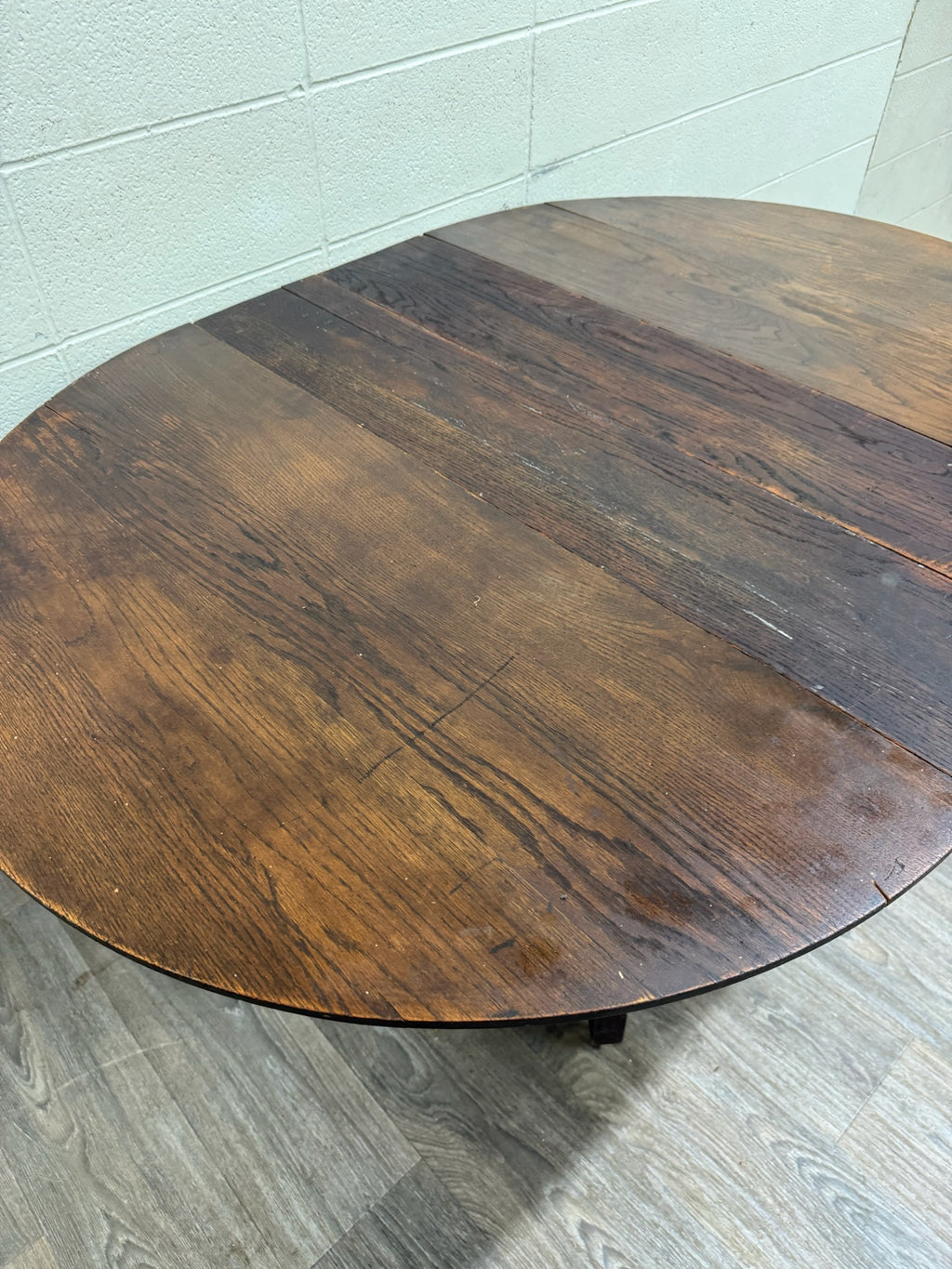 Antique Arts & Crafts Mission Quarter Sawn Oak Pedestal Dining Table