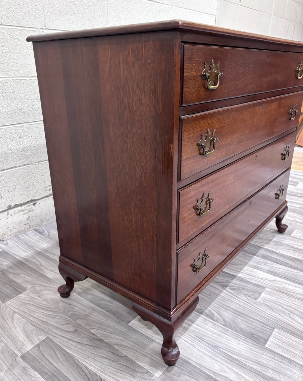 Antique Chippendale Style Mahogany Four Drawer Chest of Drawers Bachelor’s Chest