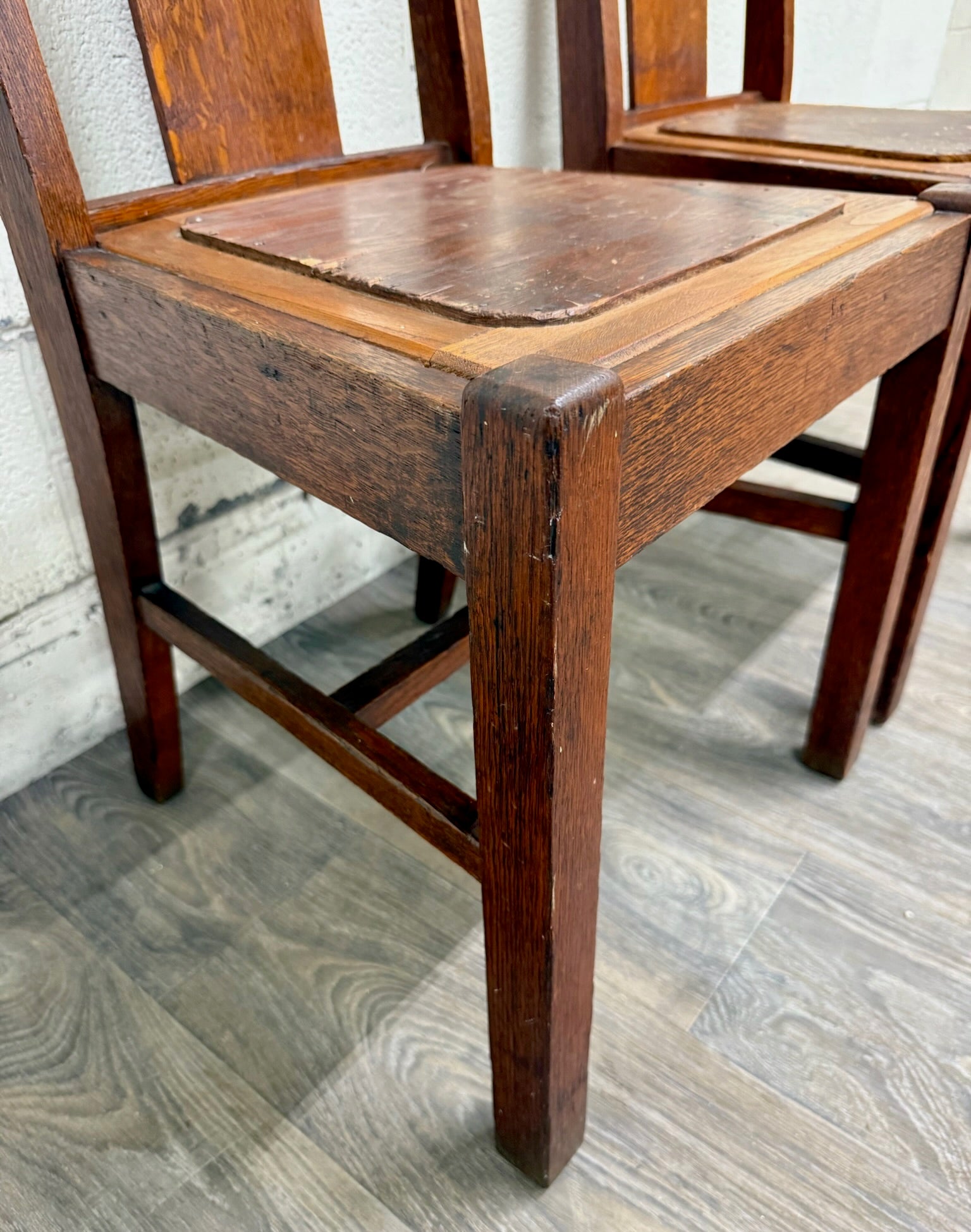 Antique Michigan Chair Company Arts & Crafts Mission Dining Chairs - Pair