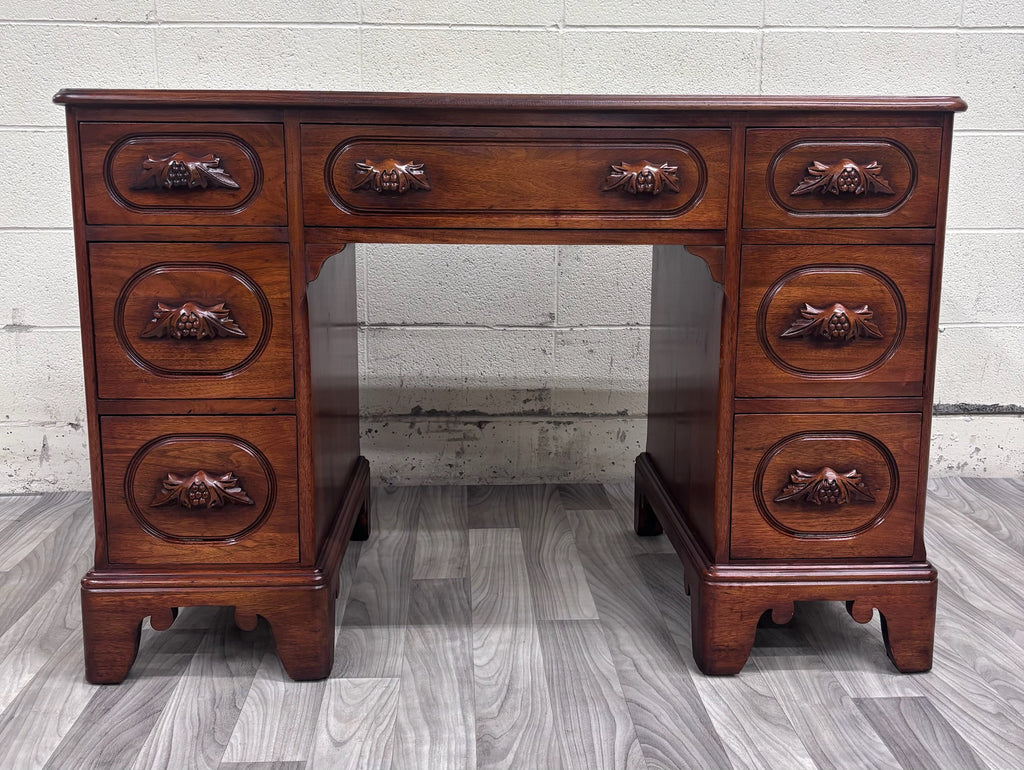 VTG Davis Cabinet Co Lillian Russell Style Black Walnut Executive Writing Desk