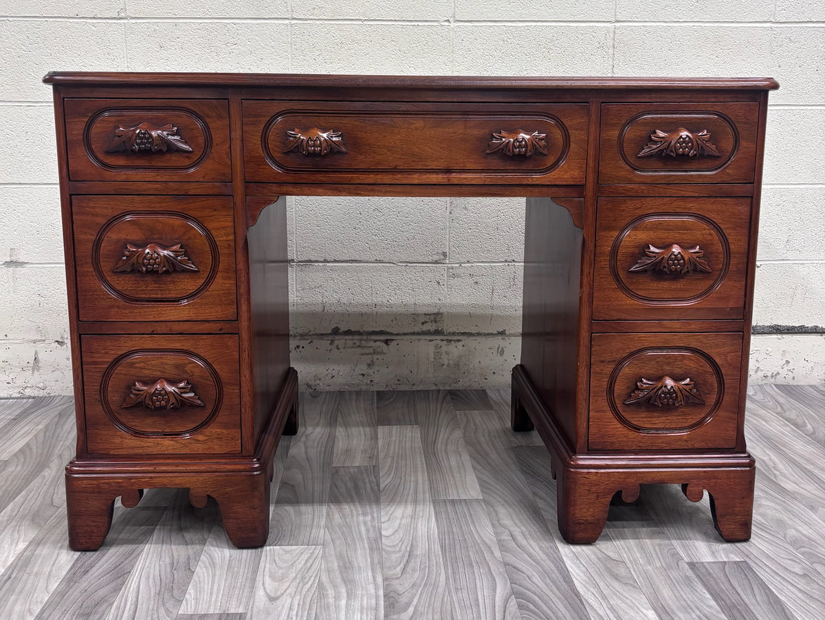 VTG Davis Cabinet Co Lillian Russell Style Black Walnut Executive Writing Desk