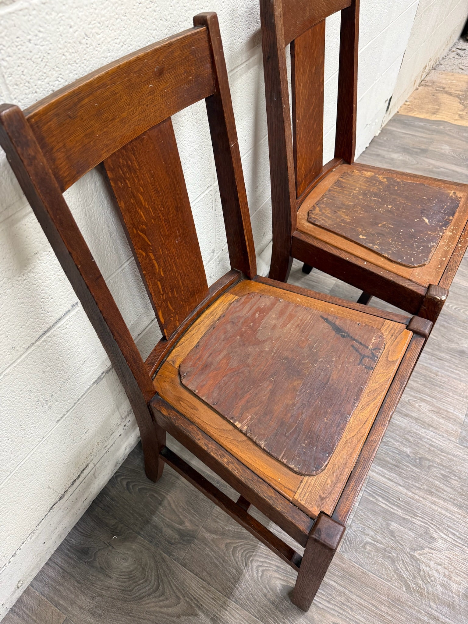 Antique Michigan Chair Company Arts & Crafts Mission Dining Chairs - Pair