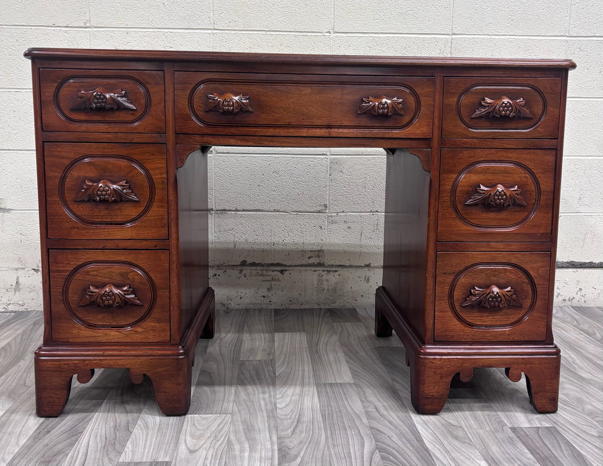 VTG Davis Cabinet Co Lillian Russell Style Black Walnut Executive Writing Desk
