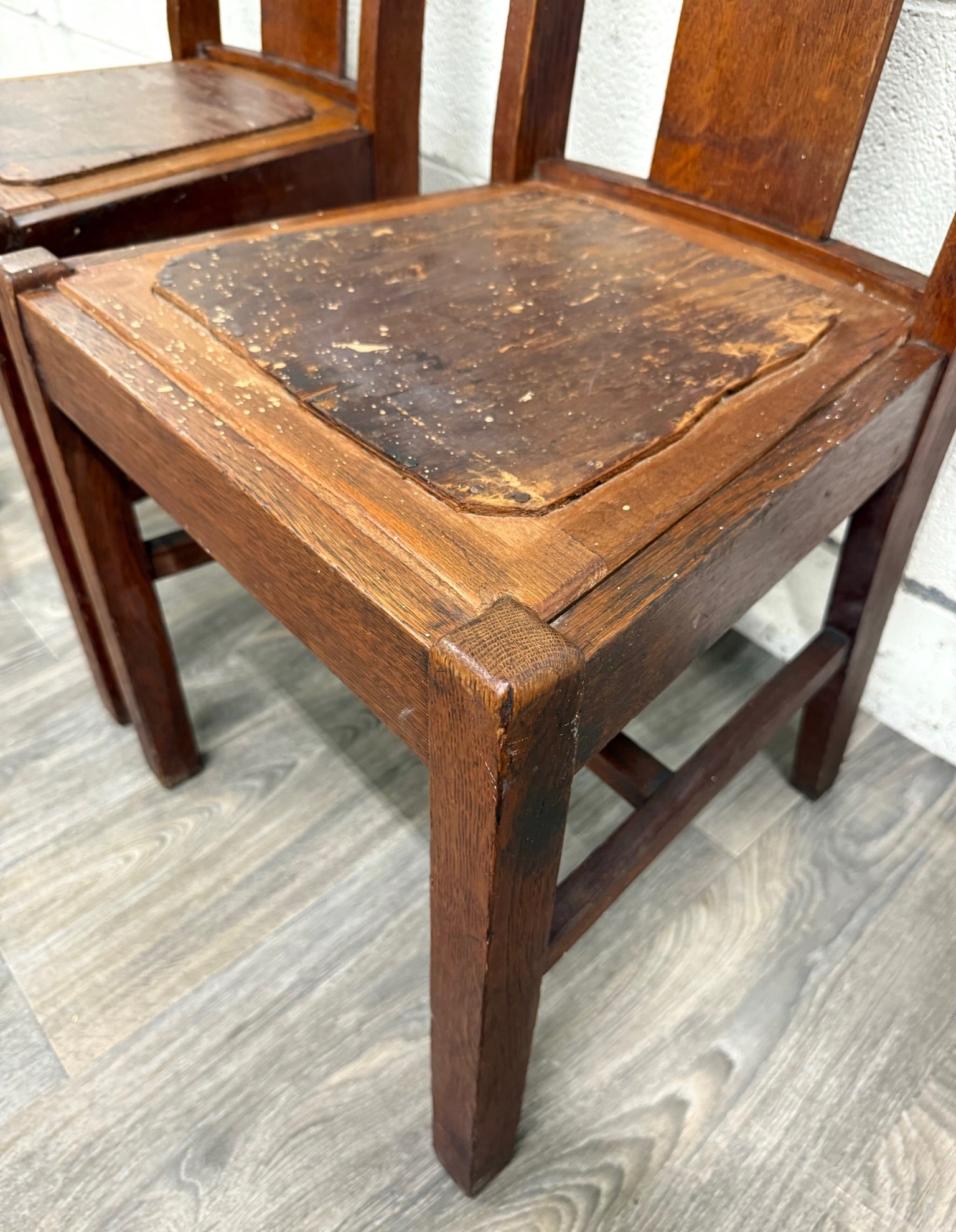 Antique Michigan Chair Company Arts & Crafts Mission Dining Chairs - Pair