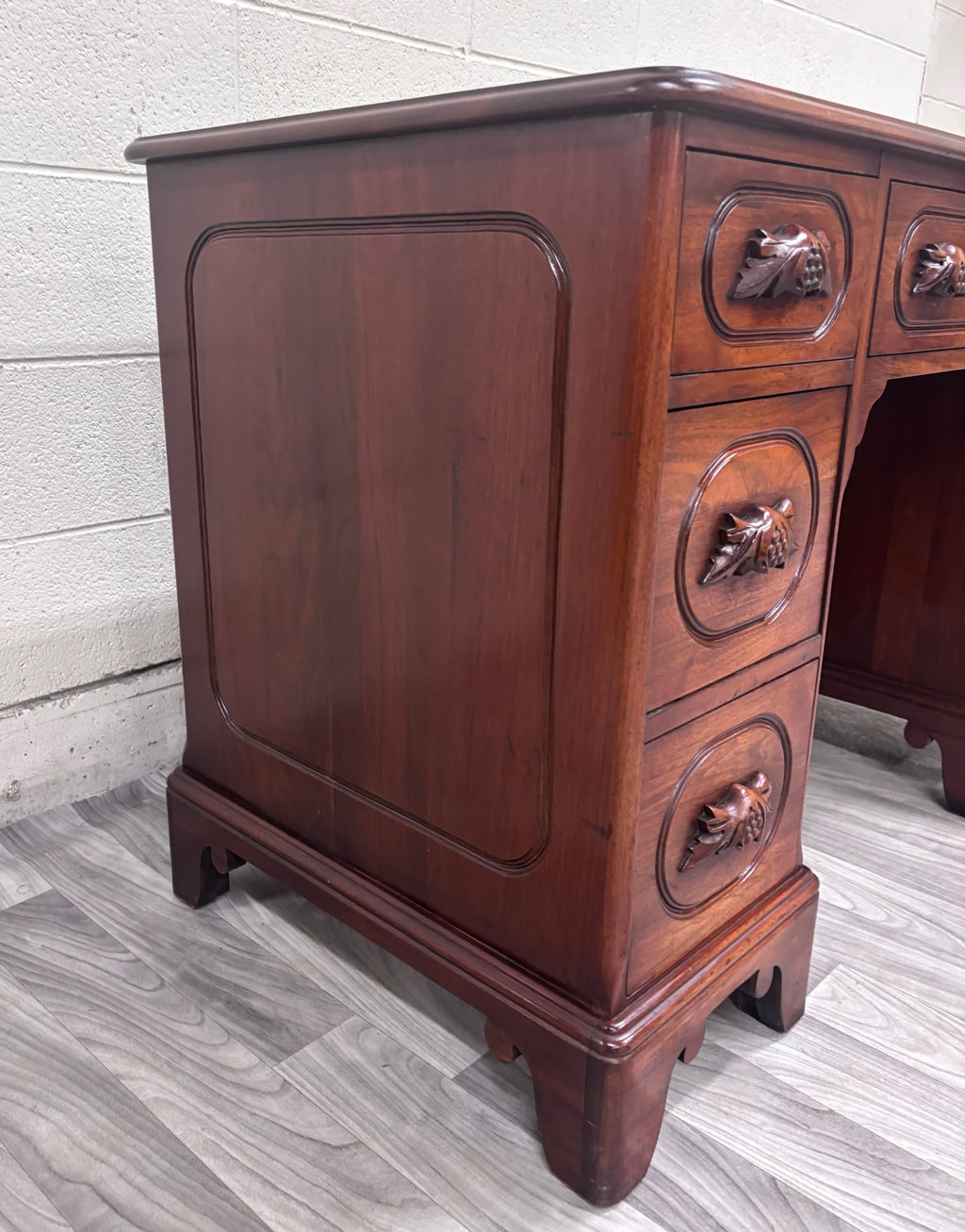 VTG Davis Cabinet Co Lillian Russell Style Black Walnut Executive Writing Desk