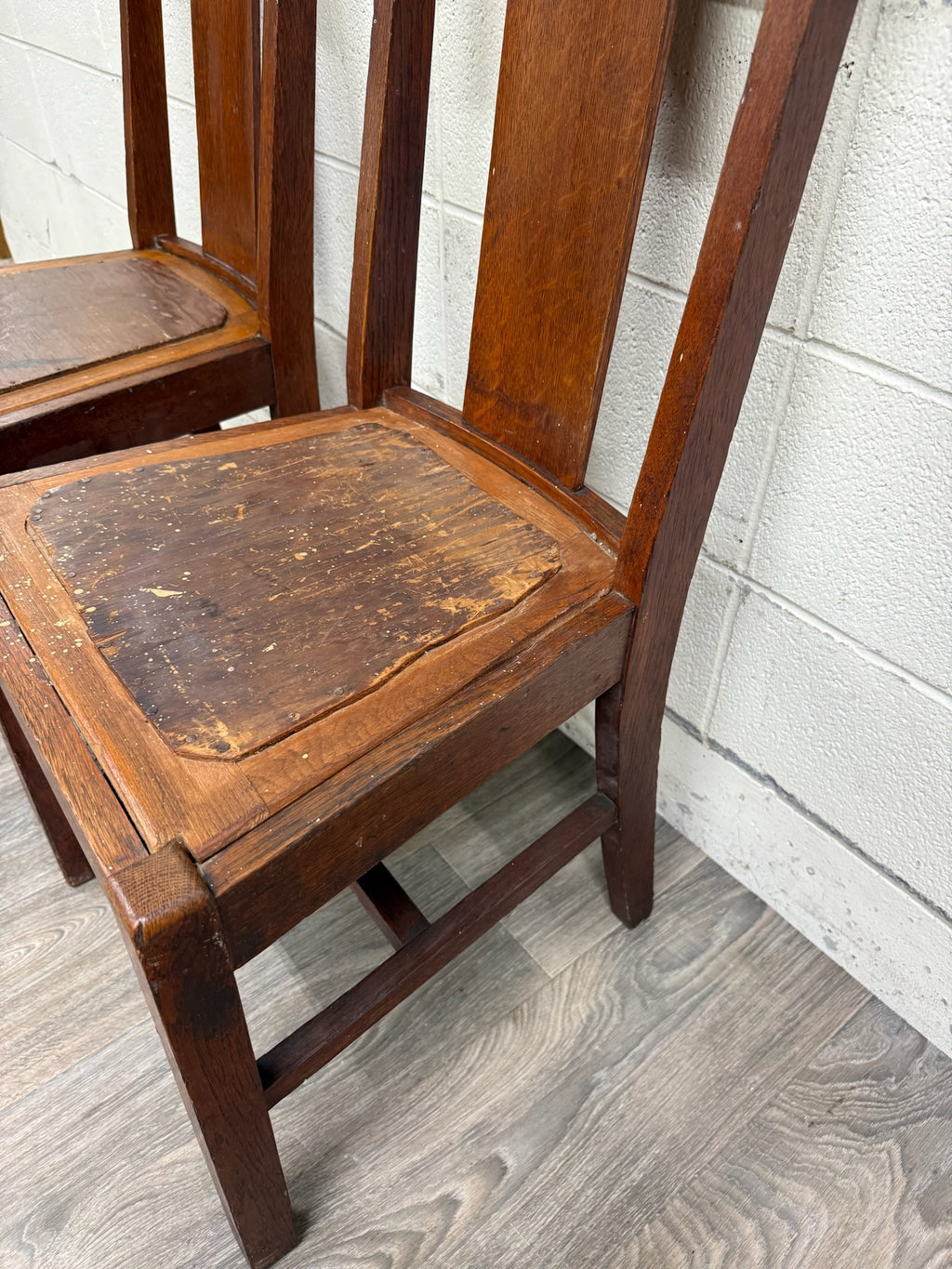 Antique Michigan Chair Company Arts & Crafts Mission Dining Chairs - Pair