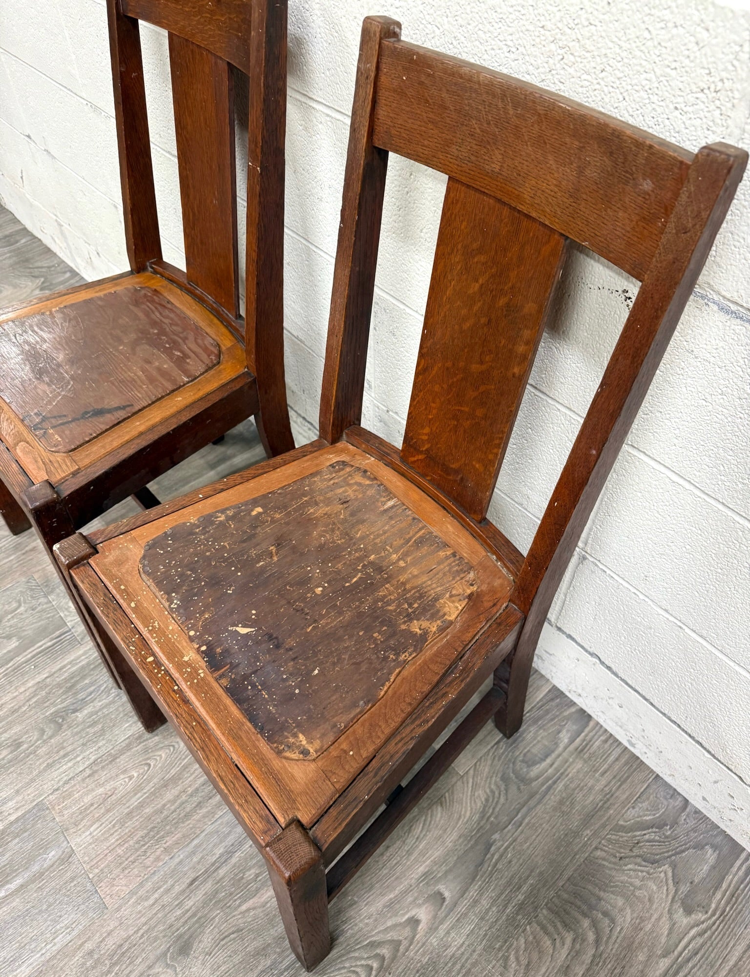 Antique Michigan Chair Company Arts & Crafts Mission Dining Chairs - Pair