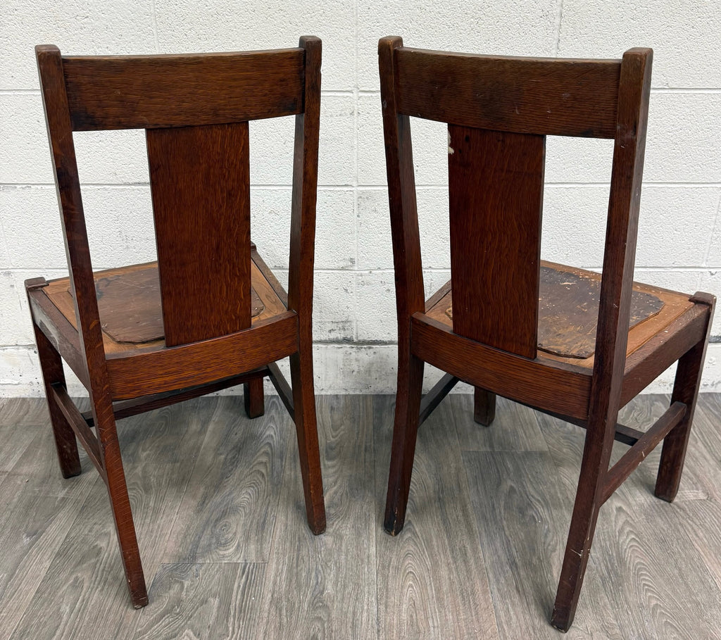 Antique Michigan Chair Company Arts & Crafts Mission Dining Chairs - Pair