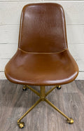 World Market Marina Cognac Brown Faux Leather Adjustable Swivel Office Chair