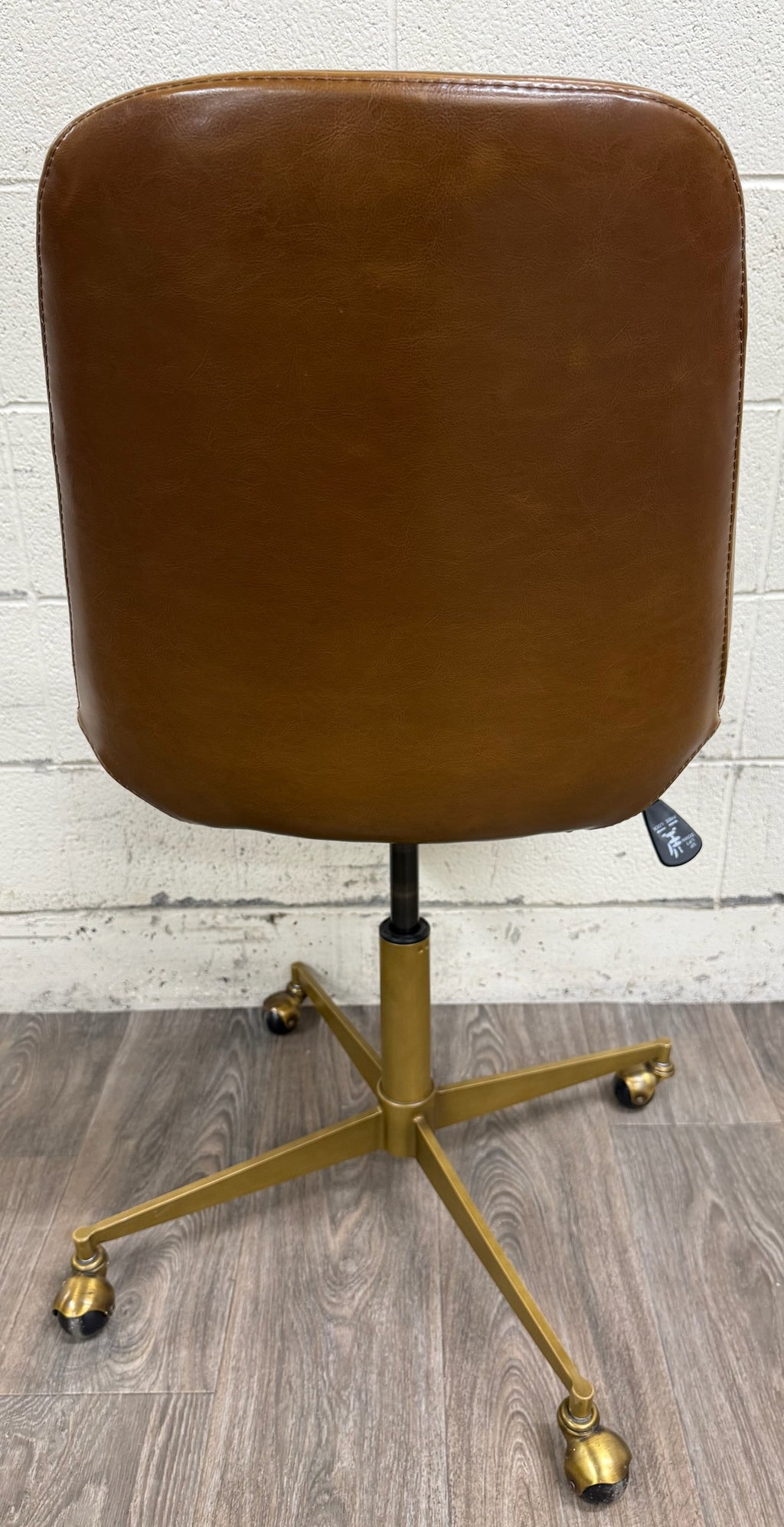 World Market Marina Cognac Brown Faux Leather Adjustable Swivel Office Chair