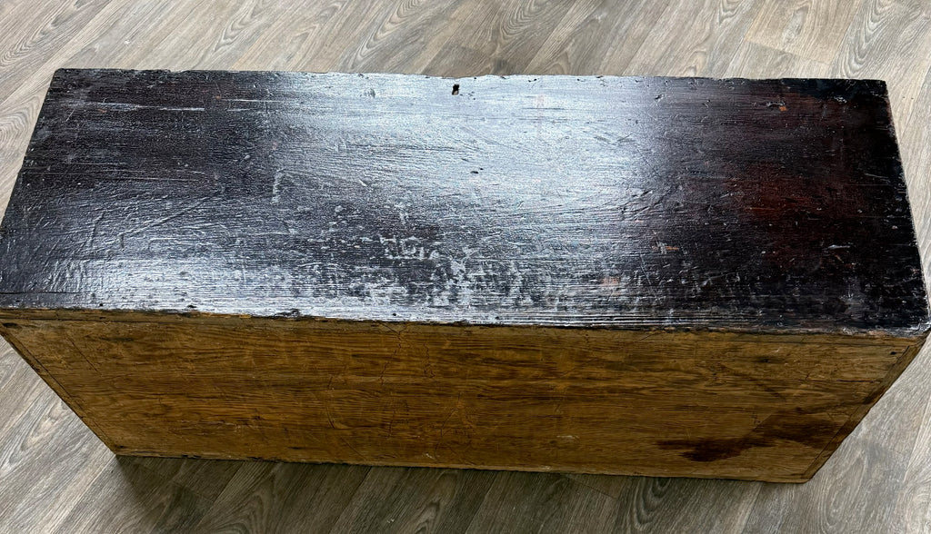 Antique Primitive Painted Pine Blanket Chest Trunk