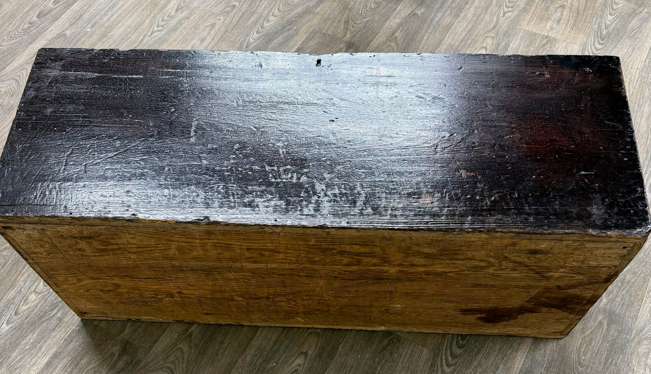 Antique Primitive Painted Pine Blanket Chest Trunk