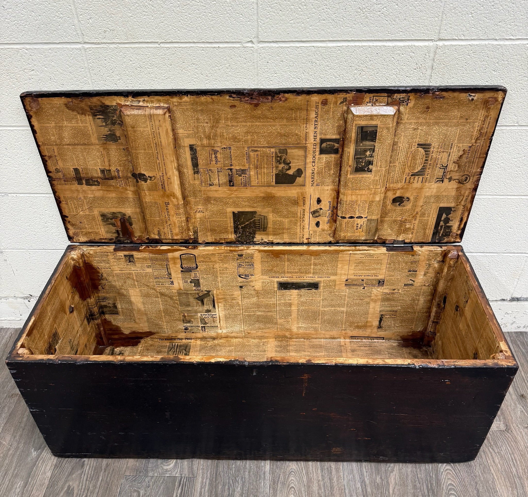 Antique Primitive Painted Pine Blanket Chest Trunk