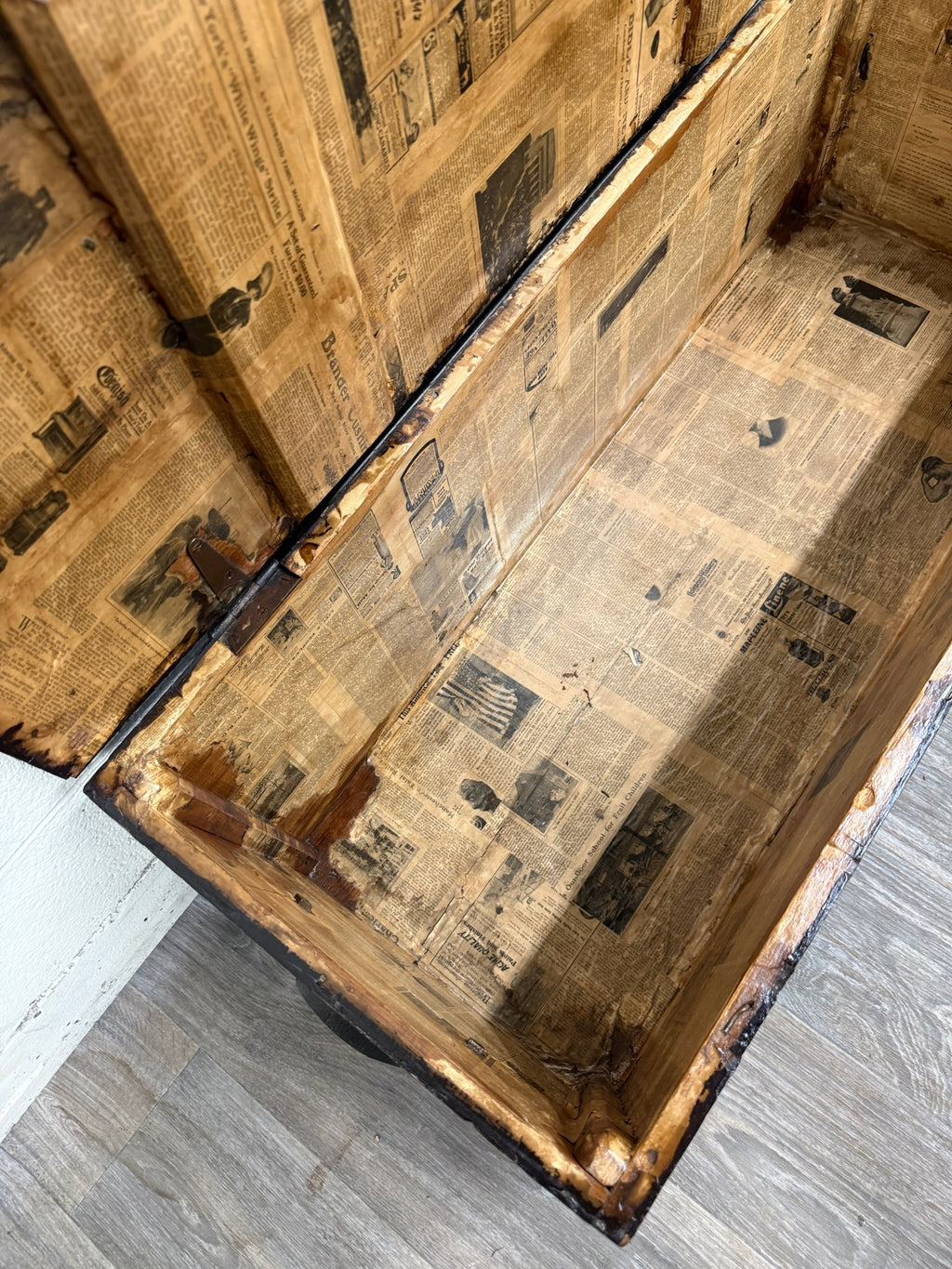 Antique Primitive Painted Pine Blanket Chest Trunk