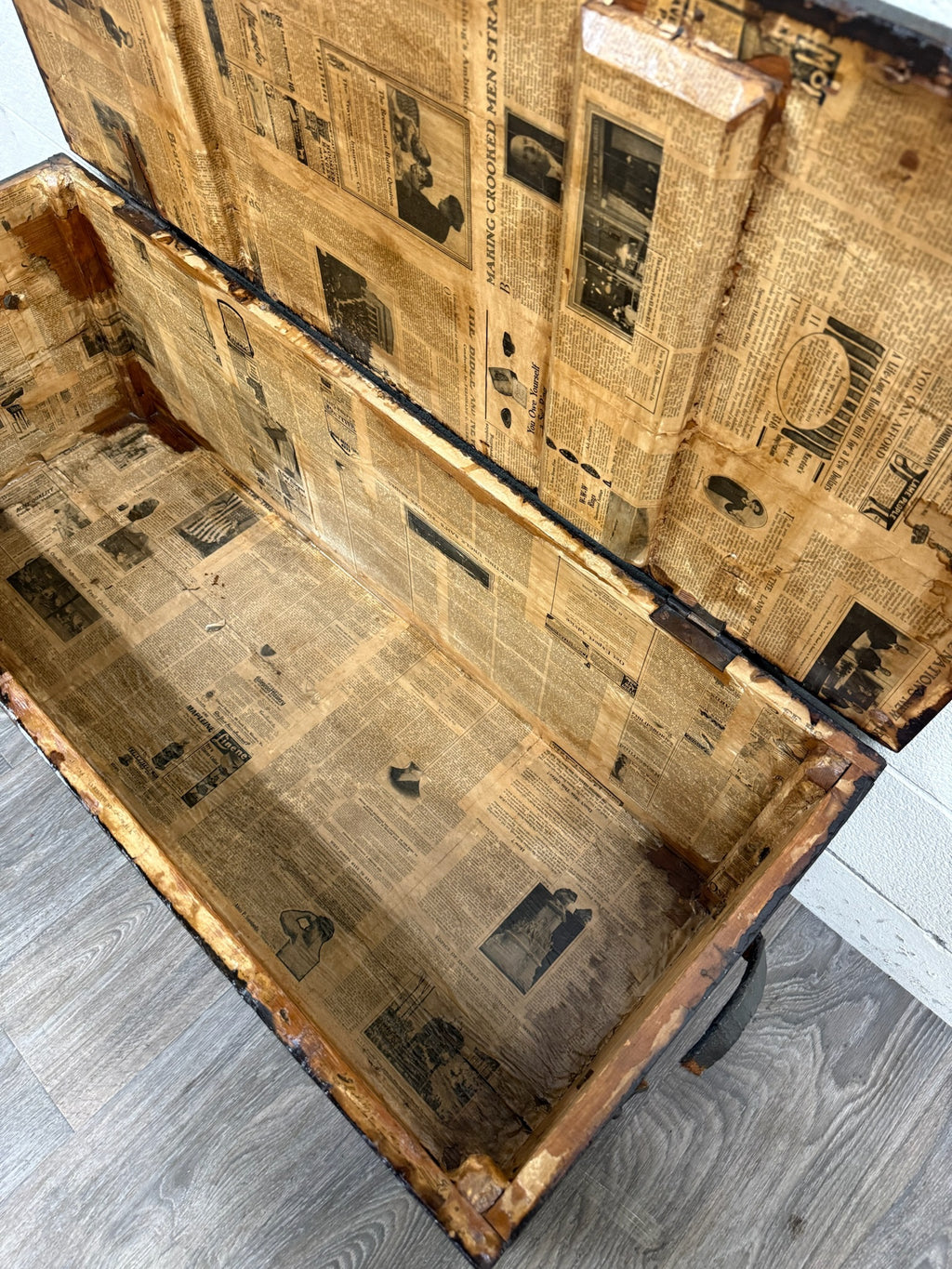 Antique Primitive Painted Pine Blanket Chest Trunk