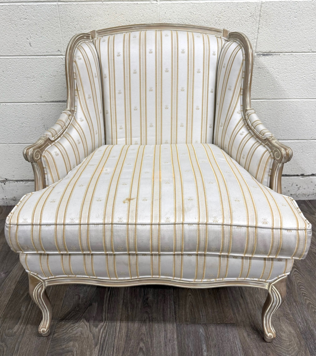 Vintage Sam Moore Louis XV Style Bergere Carved Upholstered Lounge Chair