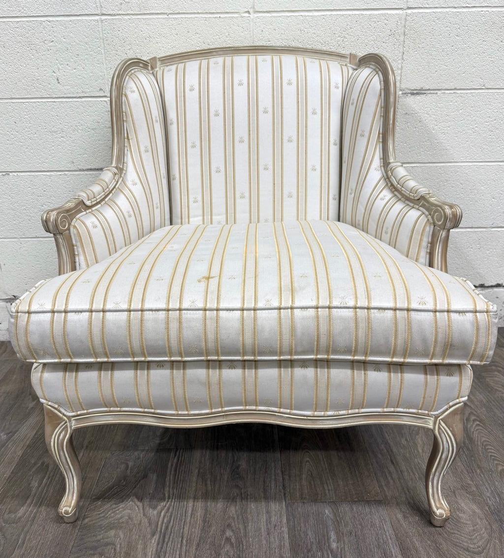 Vintage Sam Moore Louis XV Style Bergere Carved Upholstered Lounge Chair
