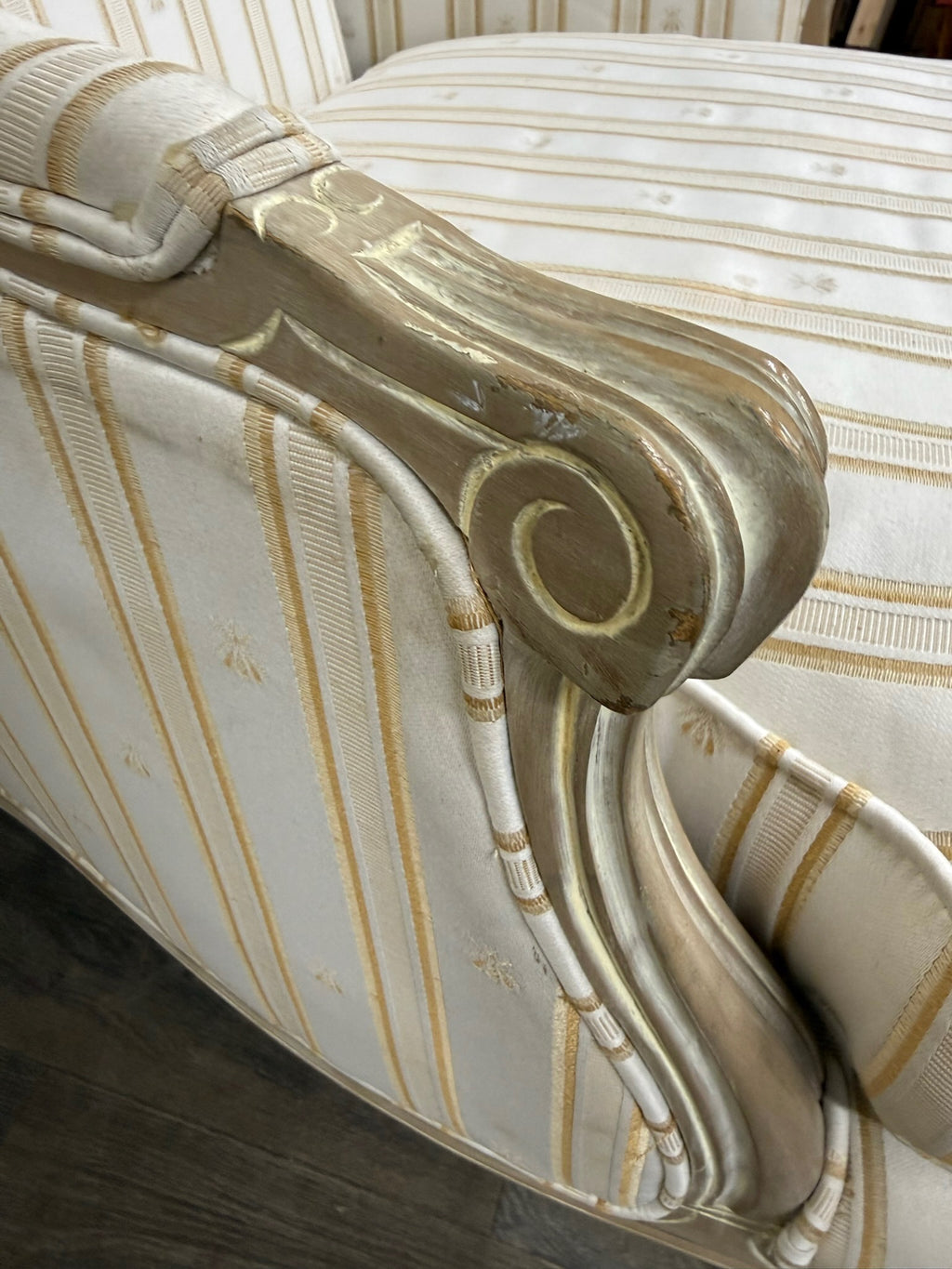 Vintage Sam Moore Louis XV Style Bergere Carved Upholstered Lounge Chair