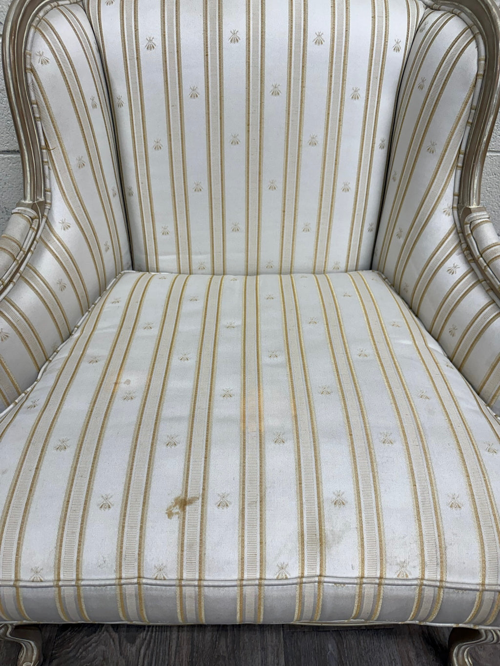 Vintage Sam Moore Louis XV Style Bergere Carved Upholstered Lounge Chair