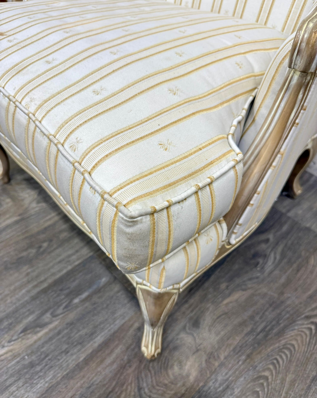 Vintage Sam Moore Louis XV Style Bergere Carved Upholstered Lounge Chair