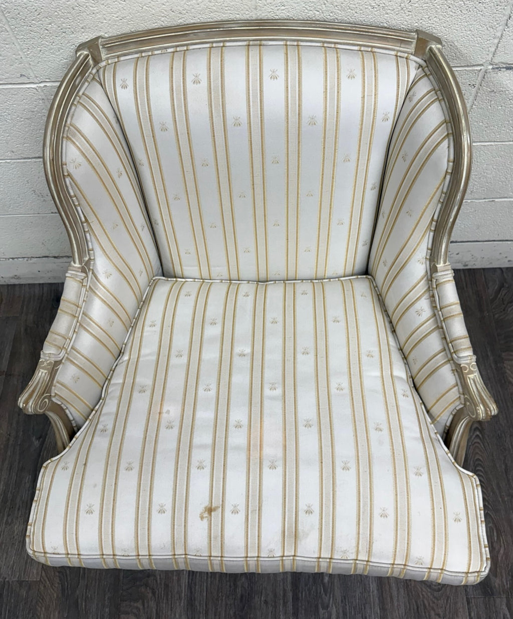 Vintage Sam Moore Louis XV Style Bergere Carved Upholstered Lounge Chair