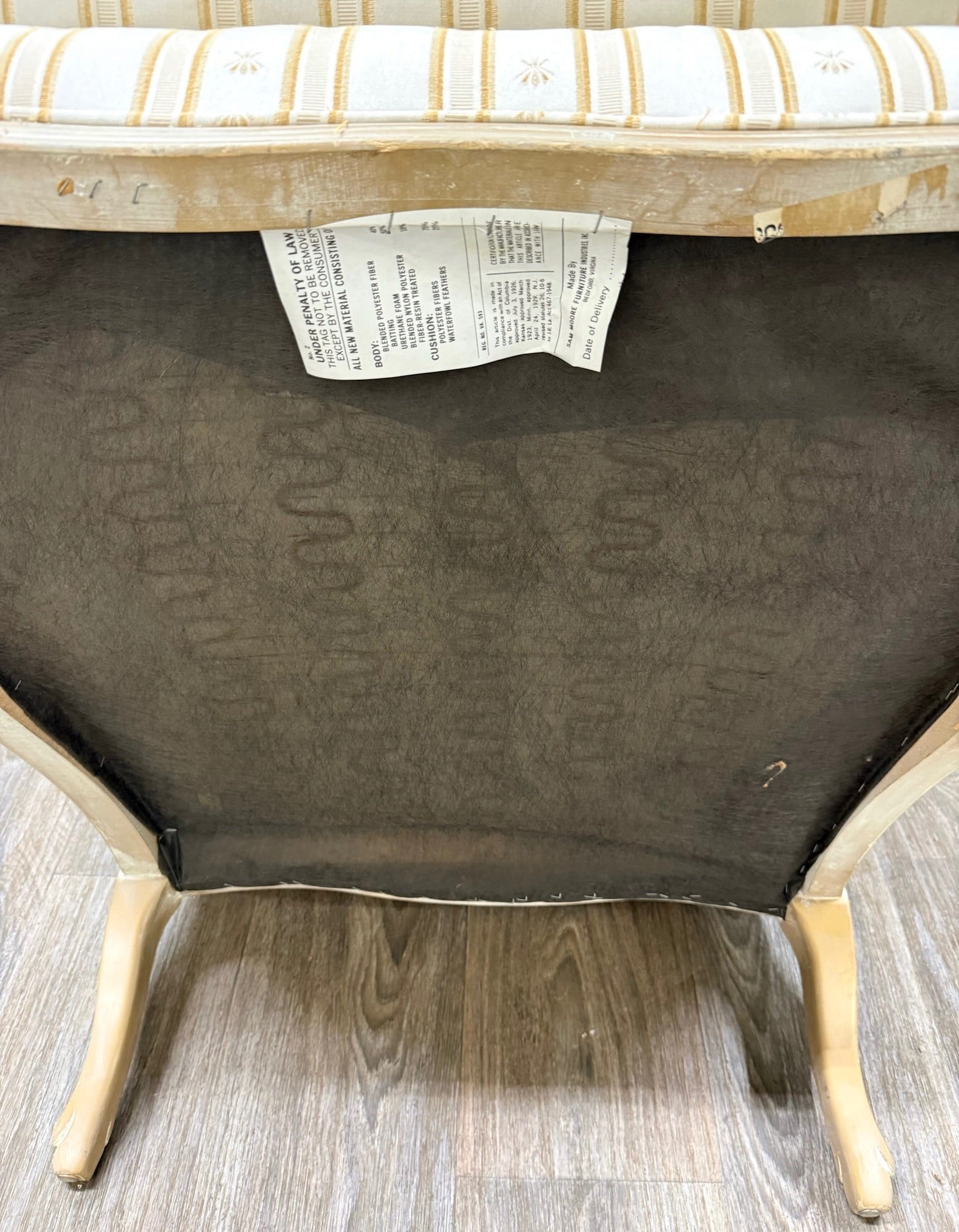 Vintage Sam Moore Louis XV Style Bergere Carved Upholstered Lounge Chair