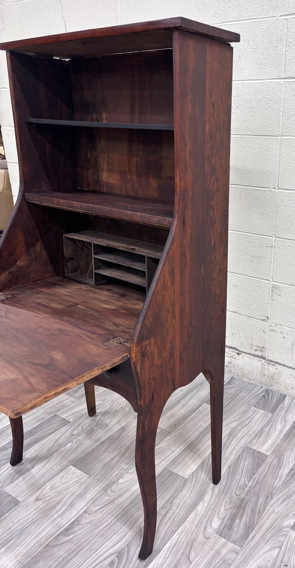 Antique 19th Century Primitive Country Secretary Desk and Bookcase