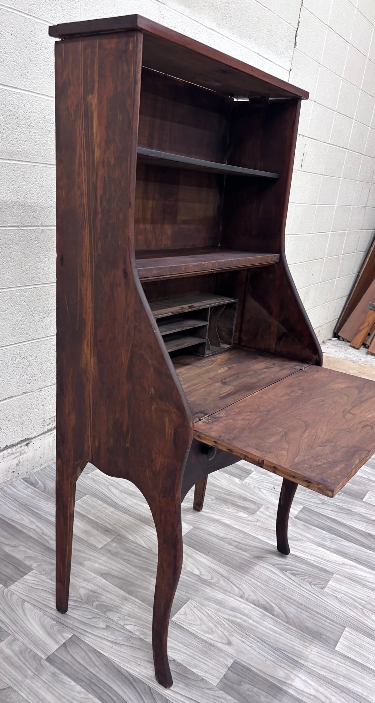 Antique 19th Century Primitive Country Secretary Desk and Bookcase