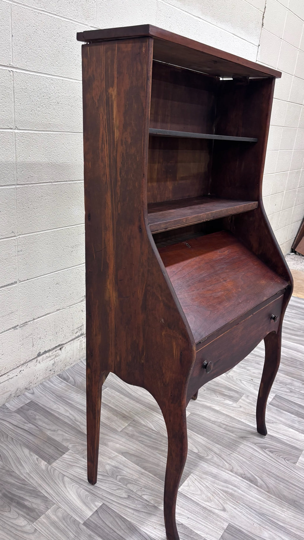 Antique 19th Century Primitive Country Secretary Desk and Bookcase