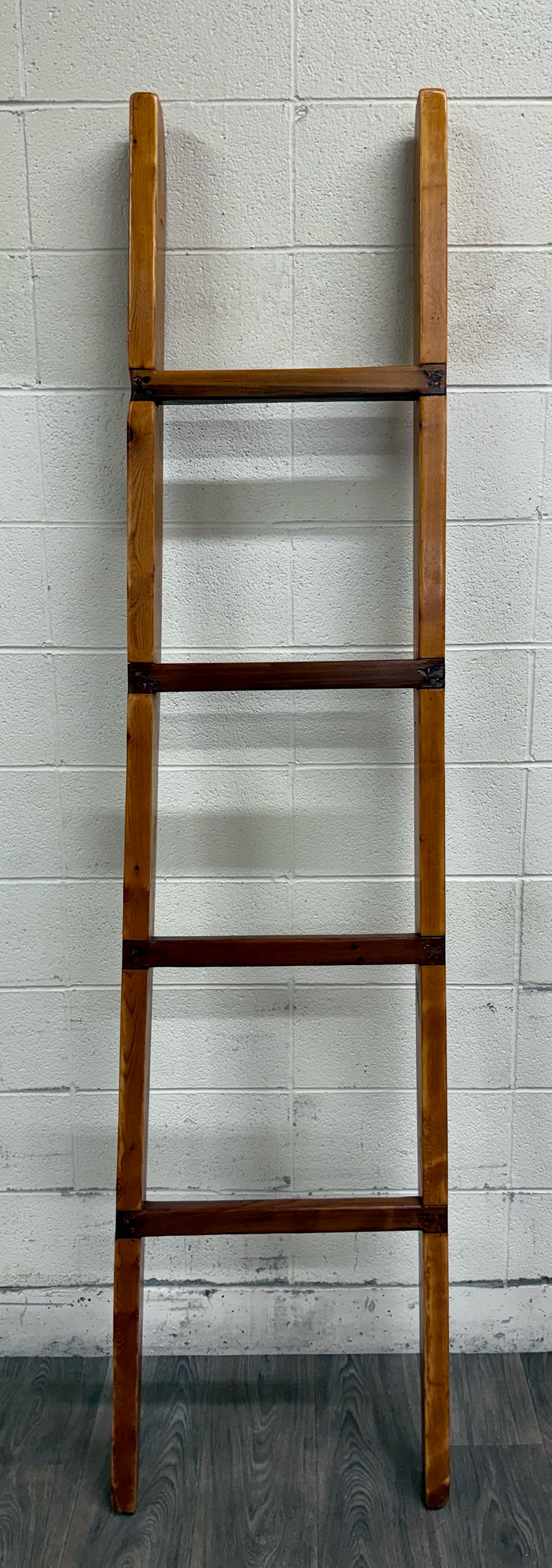 Vintage 86 Inch Solid Pine Blanket Ladder