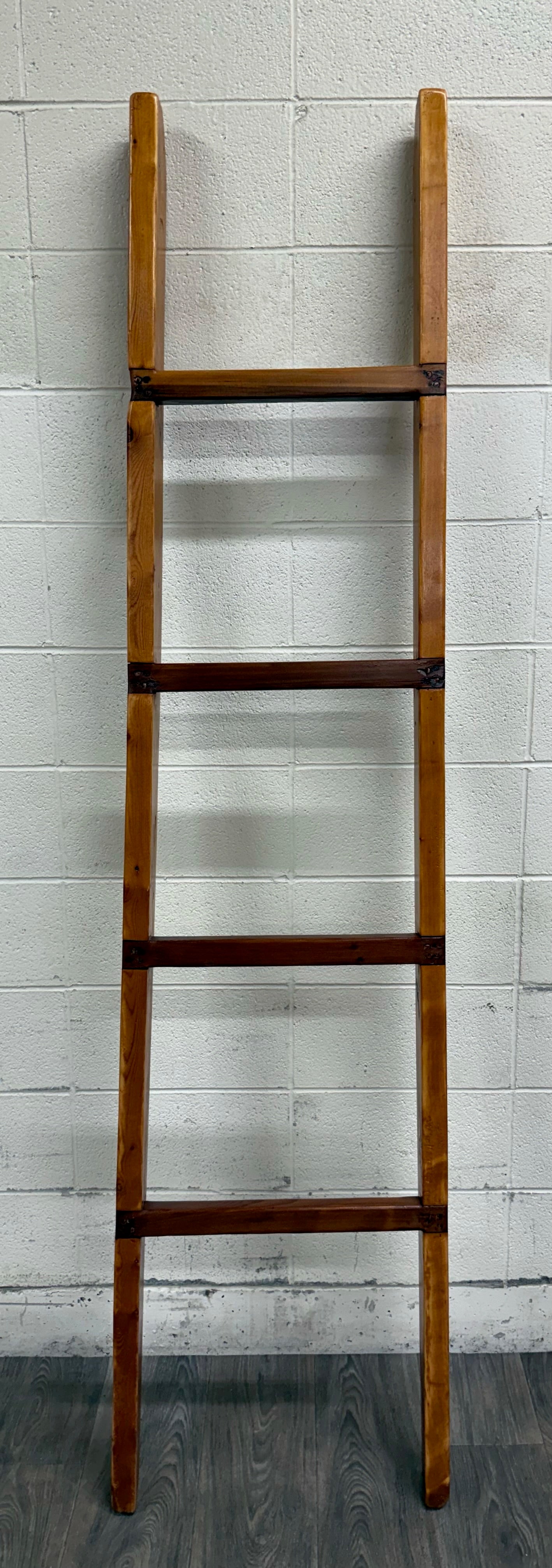 Vintage 86 Inch Solid Pine Blanket Ladder