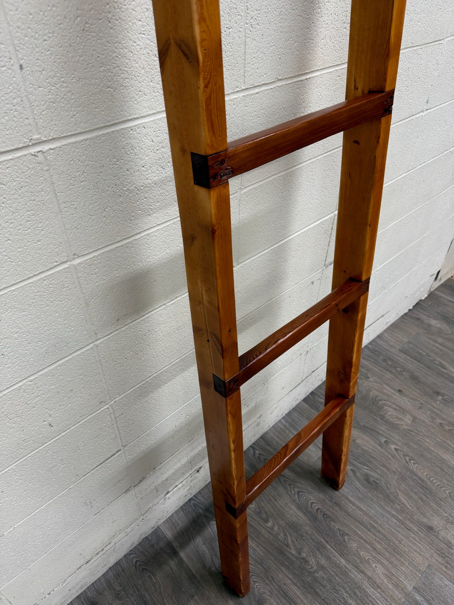 Vintage 86 Inch Solid Pine Blanket Ladder