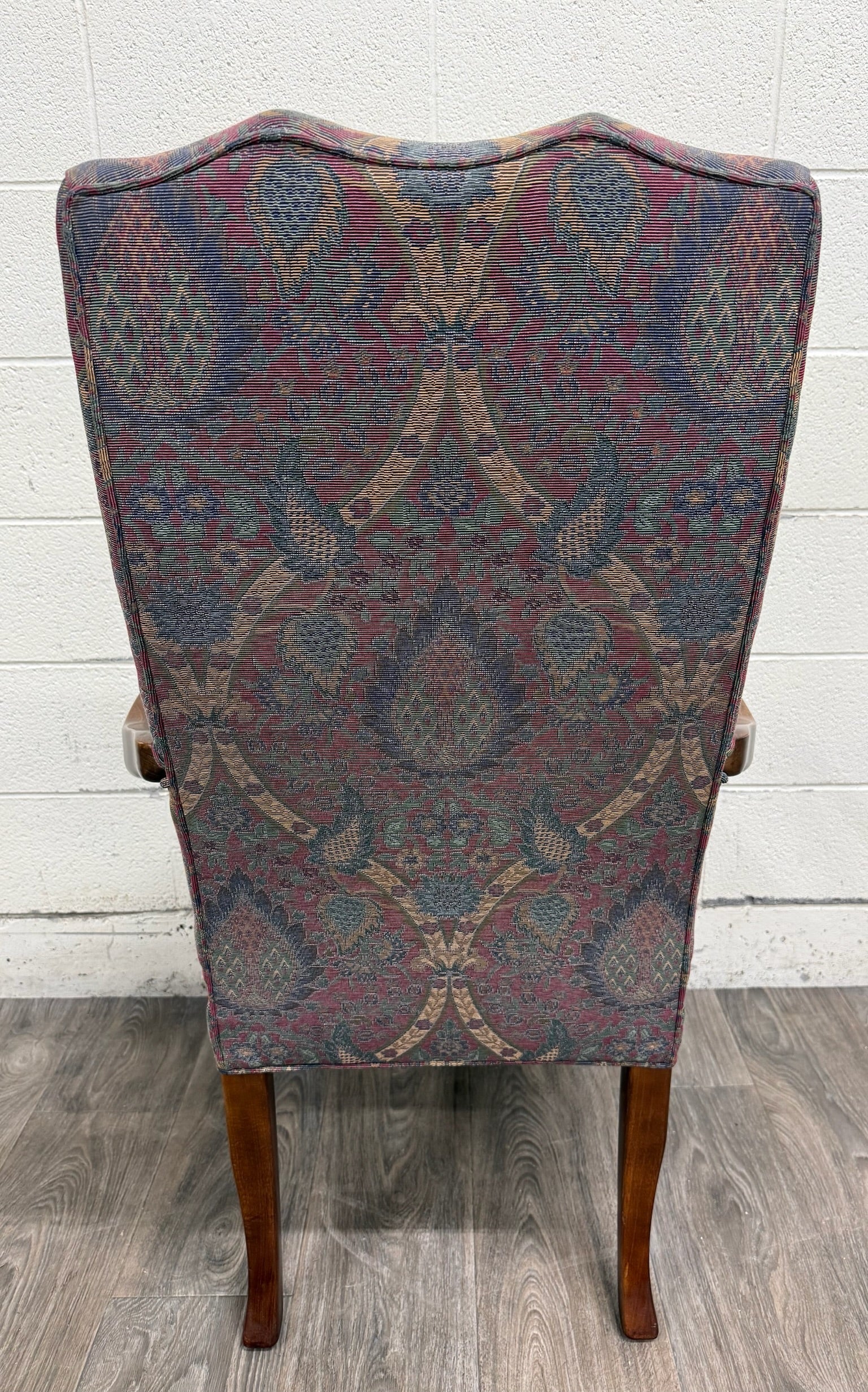 Vintage Queen Anne Style Gooseneck Arm Mahogany Library Chair